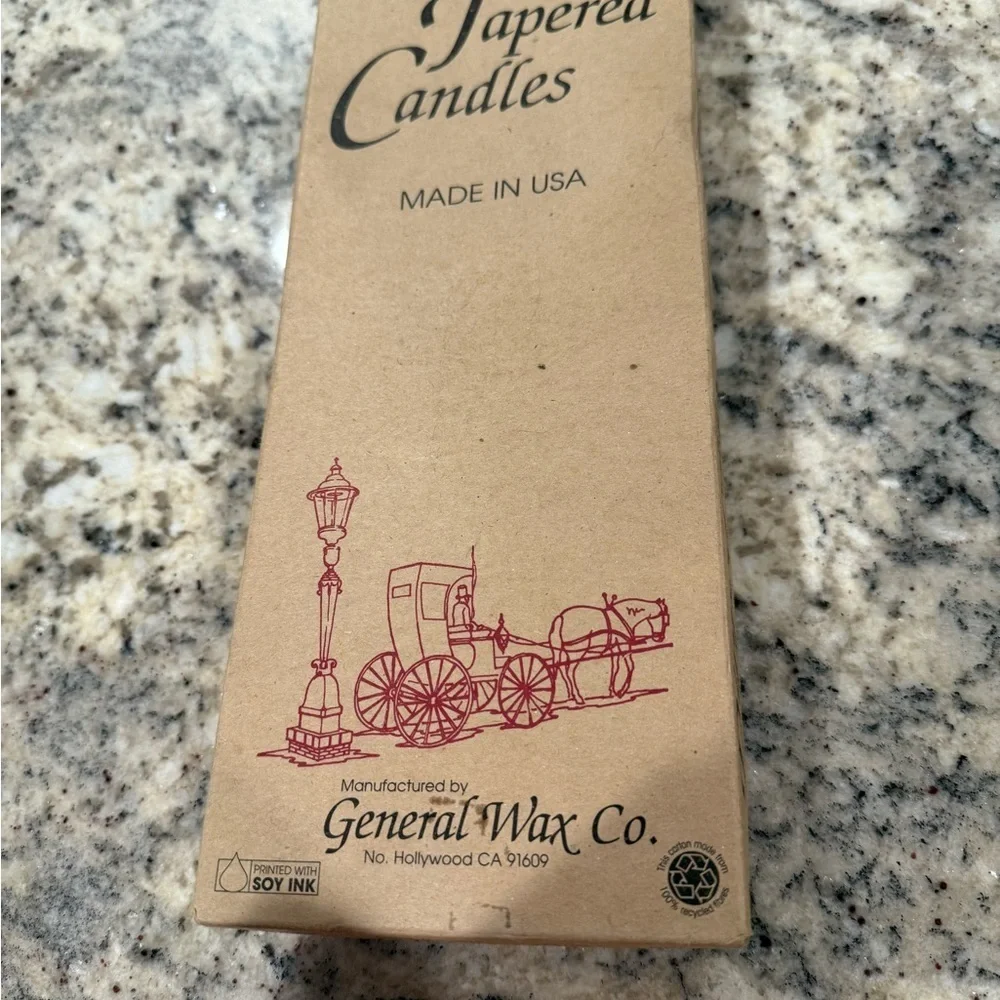 General Wax Company 12 Hand Dipped Tapered Green Candles in Wrap 12 Inches Xmas
